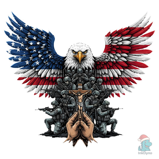 Patriotic Eagle Soldier Cross - DTF Transfer