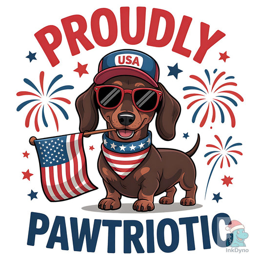 Proudly Pawtriotic Dog 4th July - DTF Transfer