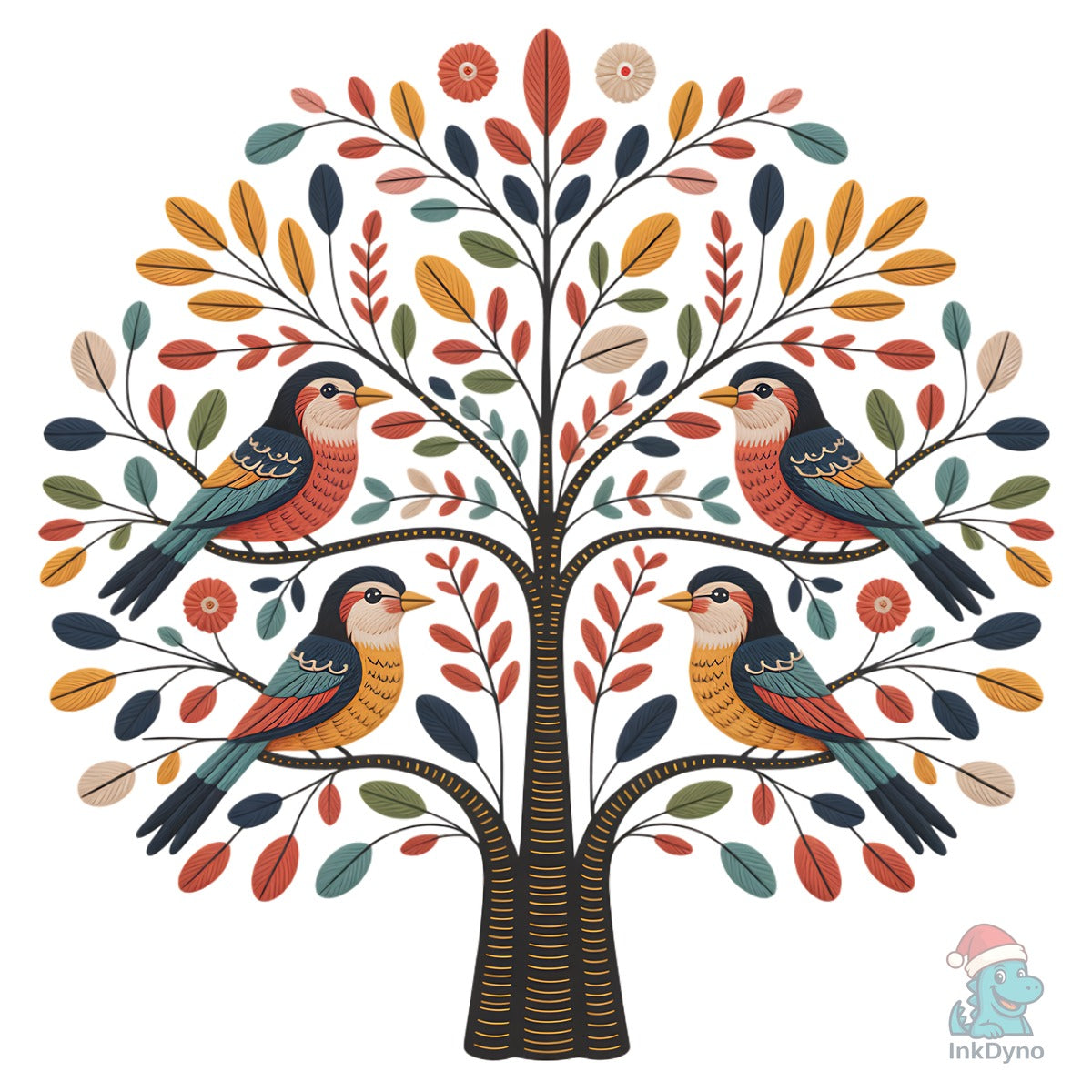 Folk Art Tree of Life Birds & Floral