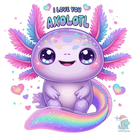 Rainbow Axolotl - Cute Pastel Love - DTF Transfer