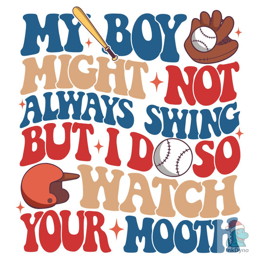 Baseball Mom Watch Your Mouth - DTF Transfer