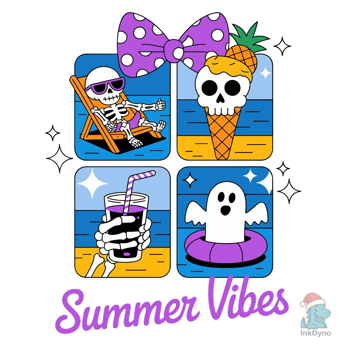 Summerween Halloween Vibes Bow Ghost
