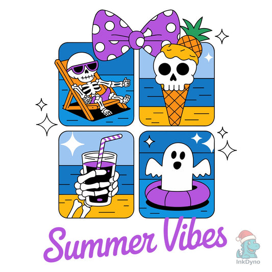 Summerween Halloween Vibes Bow Ghost - DTF Transfer