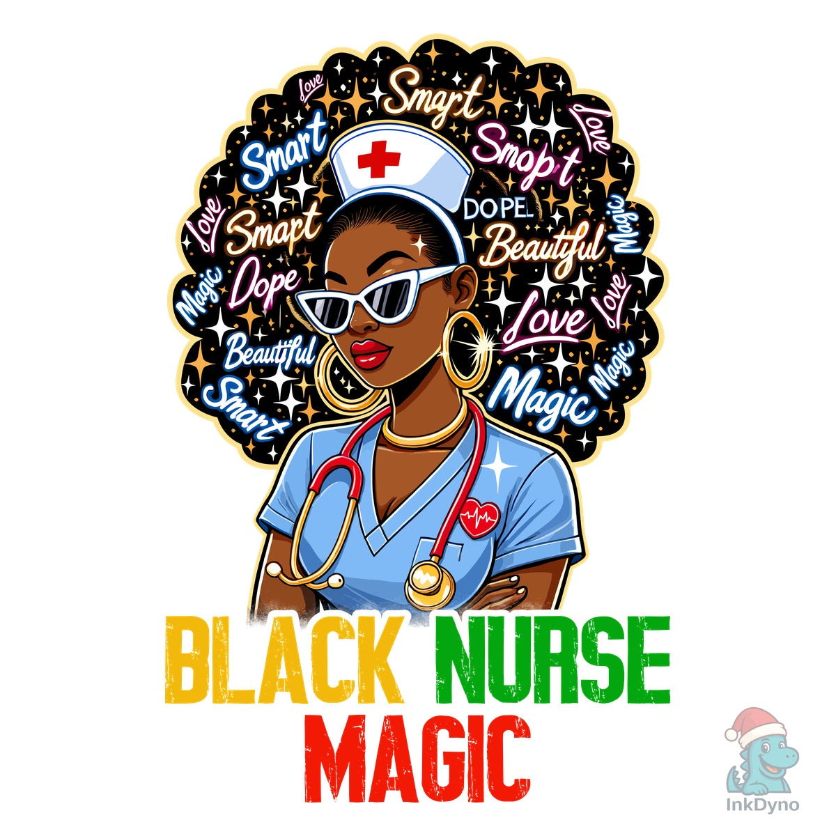 Black Nurse Magic Afro Woman Power