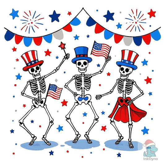 4th of July Skeletons Party T-Shirt - DTF Transfer