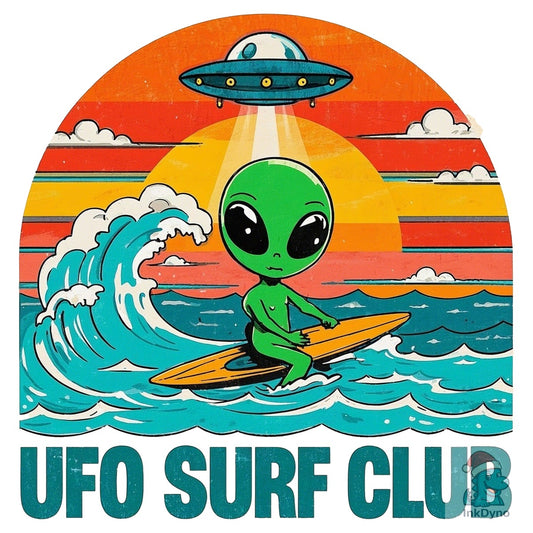 Alien Surfing T-Shirt Design - DTF Transfer