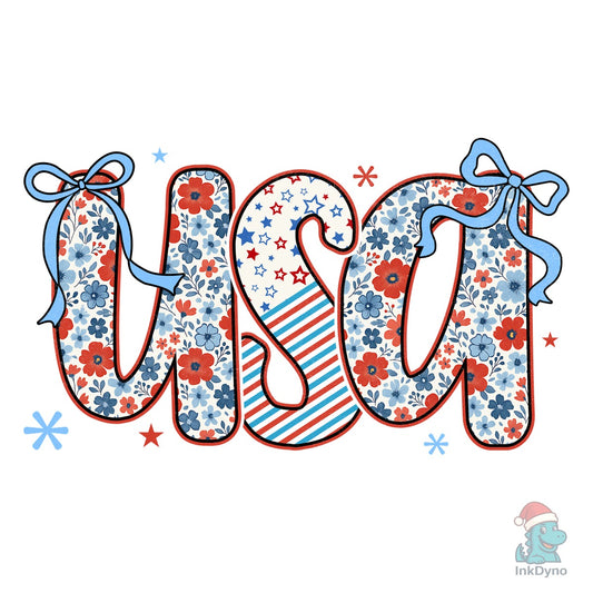 USA Floral Coquette Bow USA - DTF Transfer