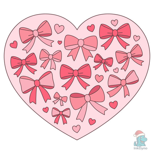 Heart Filled with Pink Bows and Love - DTF Transfer