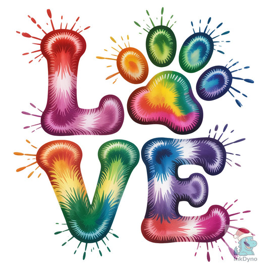 Dog Love Colorful Paw - DTF Transfer