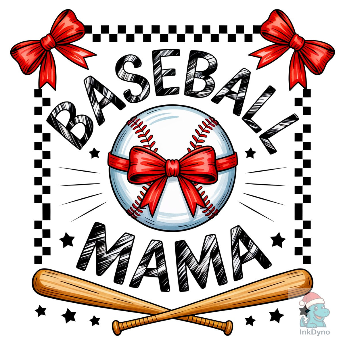 Retro Baseball Mama Checkered