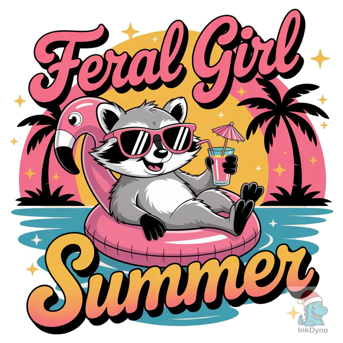 Funny Raccoon Feral Girl Summer