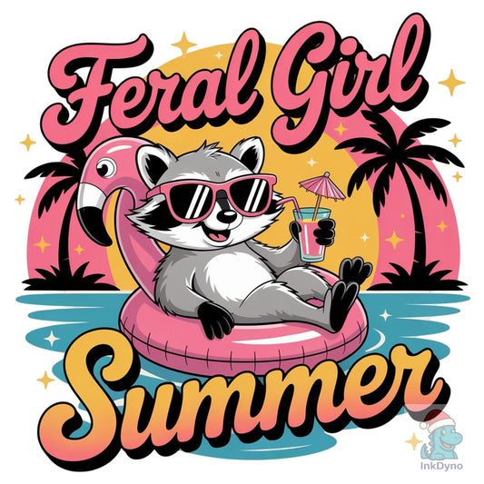 Funny Raccoon Feral Girl Summer - DTF Transfer