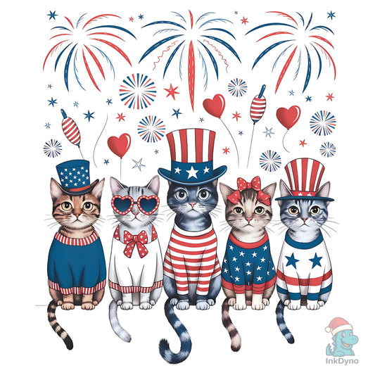 Patriotic Cat Sublimation 4th of July - DTF Transfer