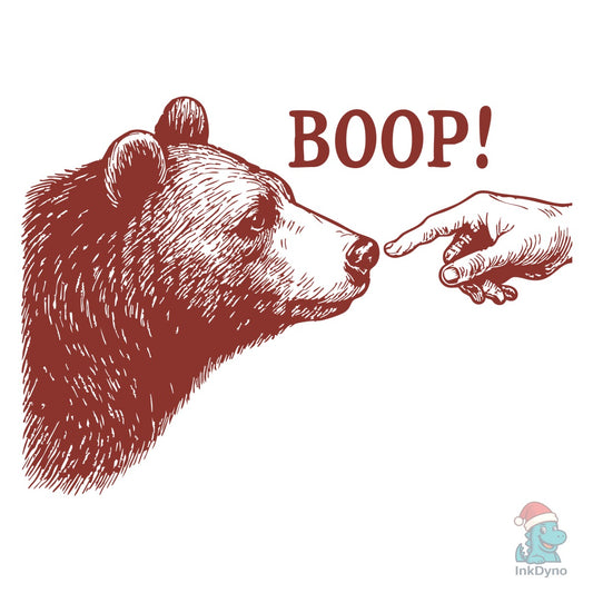 Boop! Bear Finger Touching Nose Retro - DTF Transfer