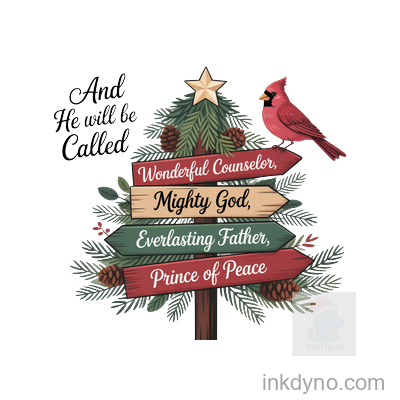 Christmas Tree With Faith Inspired Quotes Design — DTF Transfer