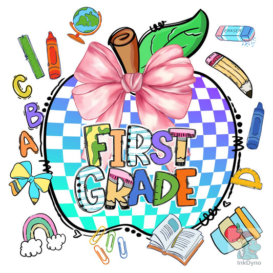 First Grade Coquette School Pencil Bow - DTF Transfer