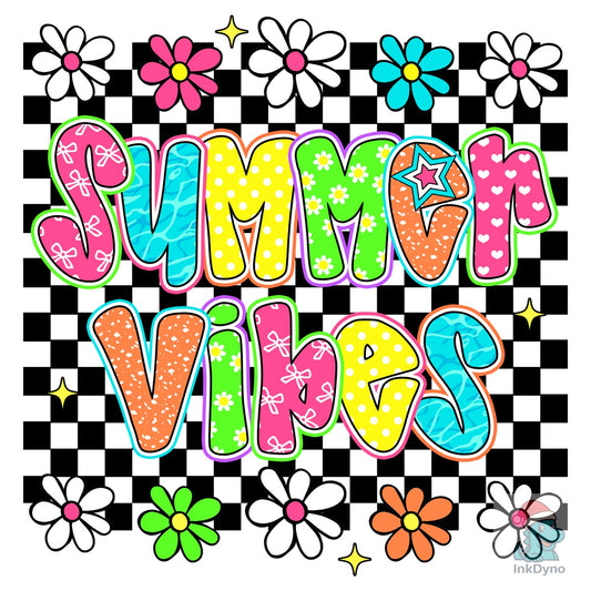 Checkered Summer Vibe Summer - DTF Transfer