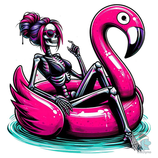 Flamingo Skeleton Pool Float - DTF Transfer