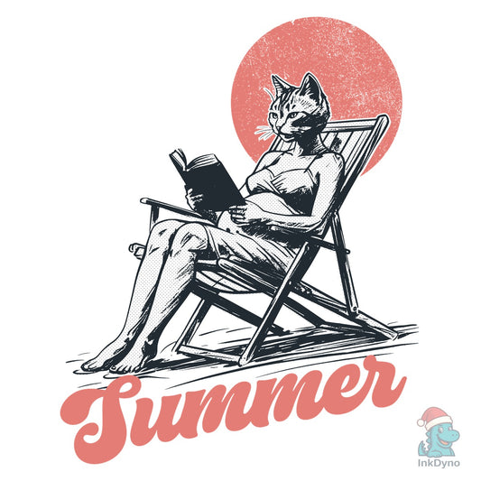 Retro Pregnant Girl Summer Cat Shirt - DTF Transfer
