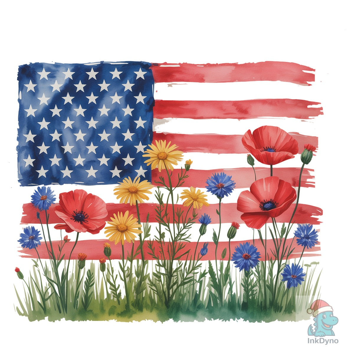 American Flag Floral Patriotic Wild
