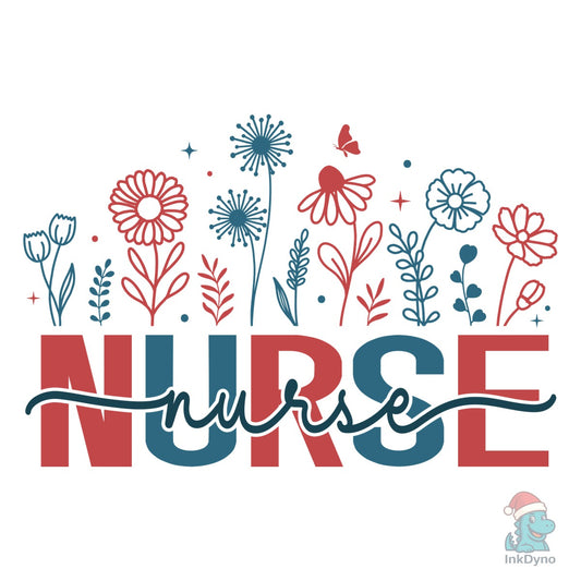 4th of July Nurse Floral Usa Flower - DTF Transfer