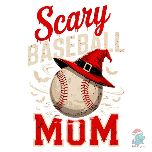 Scary Baseball Mom Halloween Witch Bat. - DTF Transfer