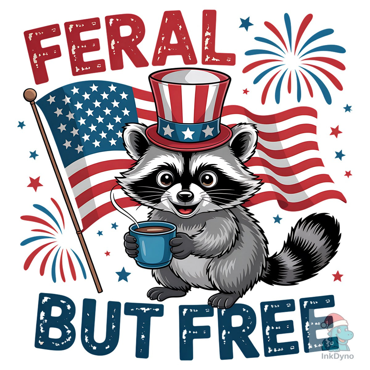 Feral but Free Raccoon 4th of July