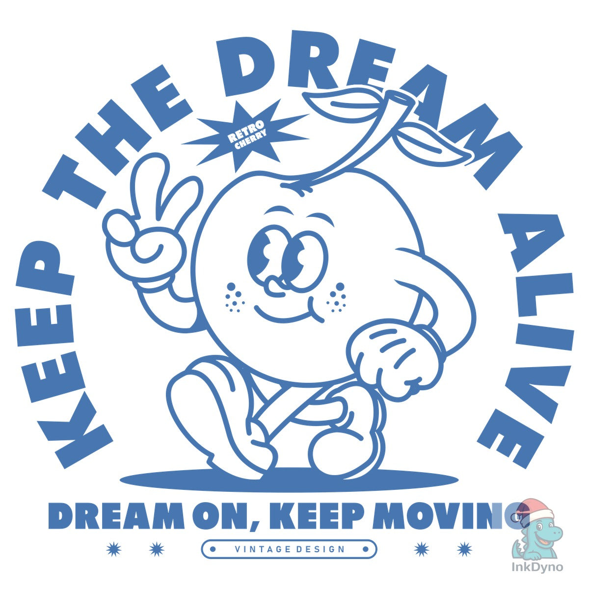 Retro Cherry Cartoon Character Print