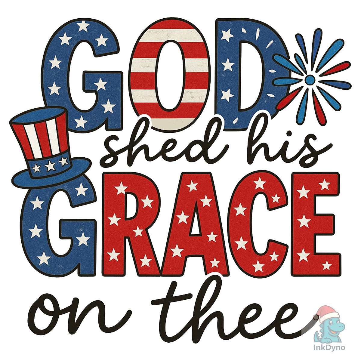 4th of July America Hand Drawn God
