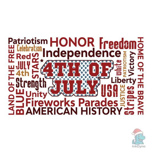 4th of July Words America USA - DTF Transfer