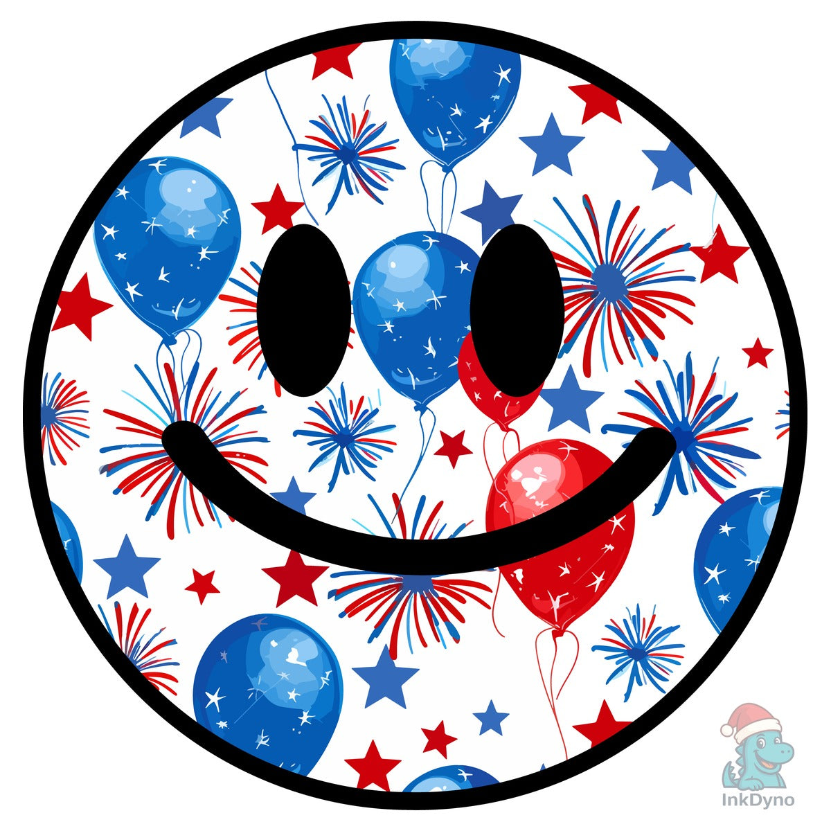 Retro 4th of July Smiley Face American