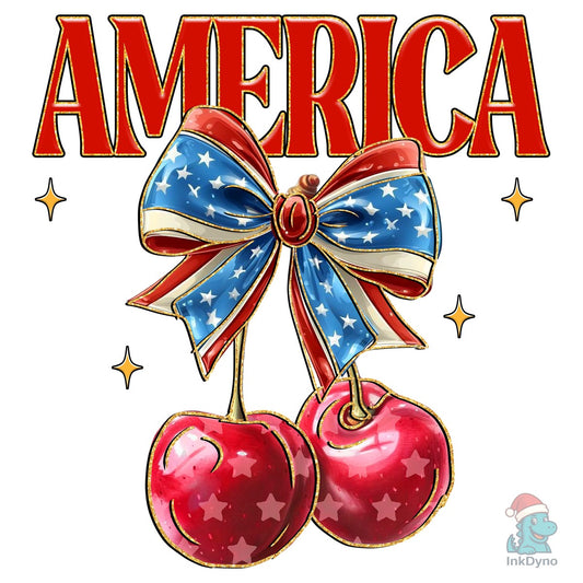 Patriotic Cherry 4th of July - DTF Transfer