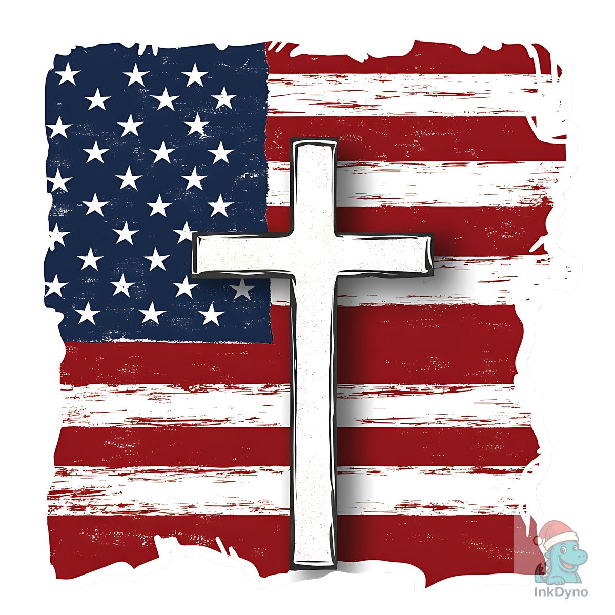 4th of July Patriotic Cross with Flag