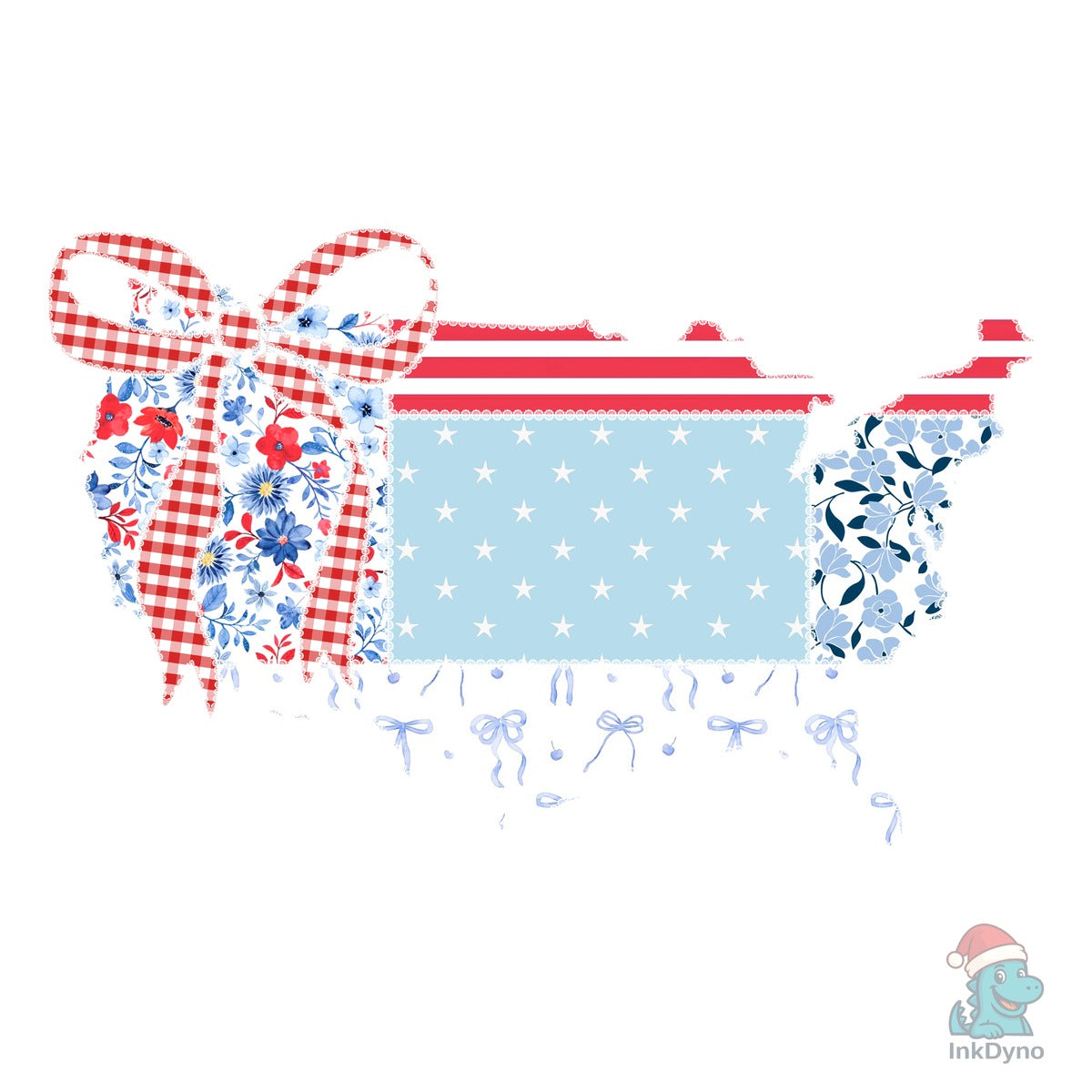 Fabric USA Map Made of Bows