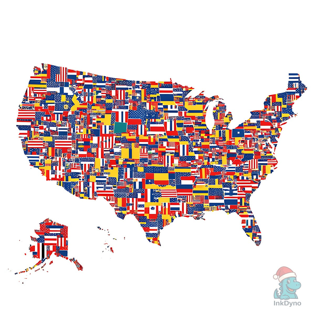 Retro America USA Map 4th of July