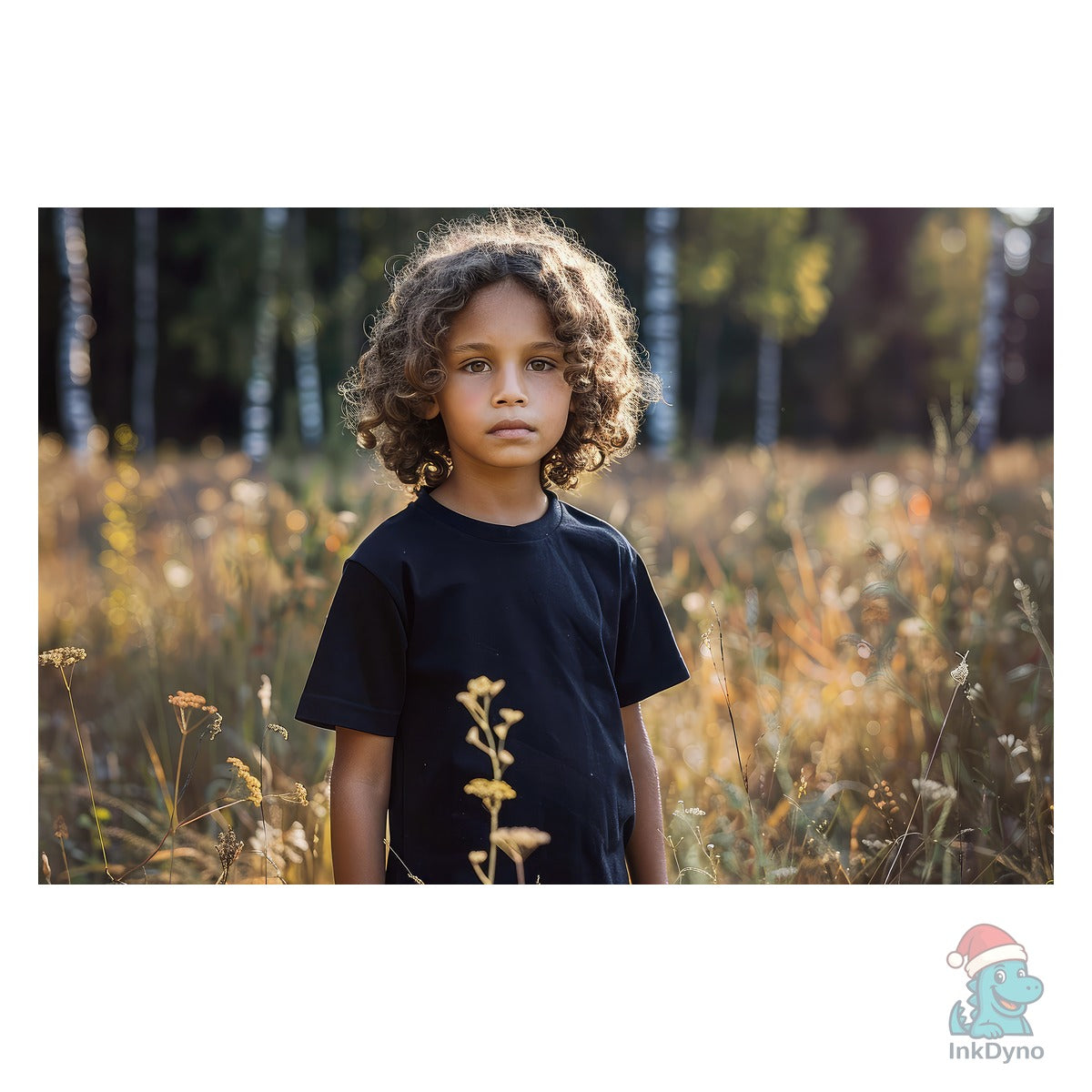 Kids Black T-shirt Mockup
