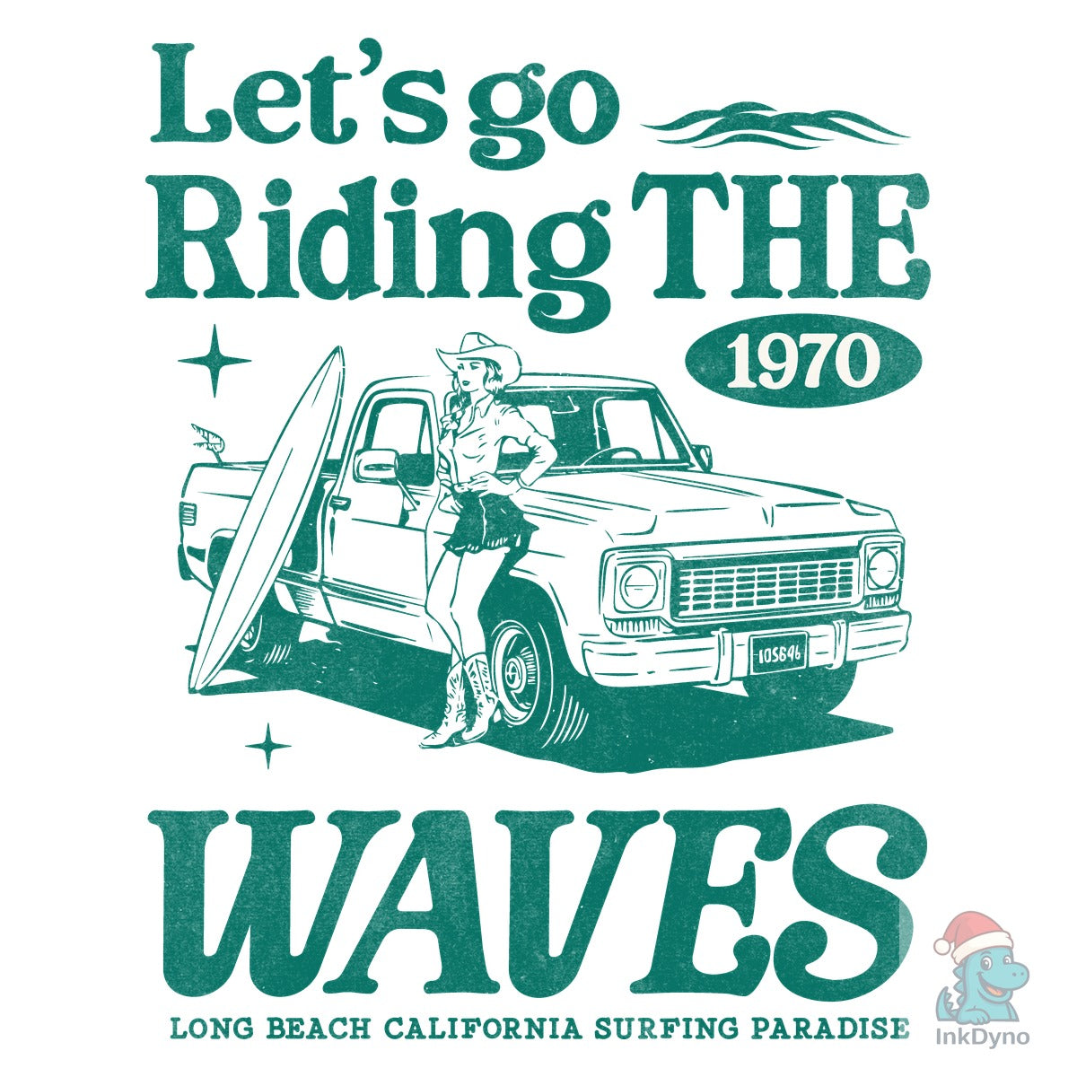 Summer Retro Cowgirl Surfer