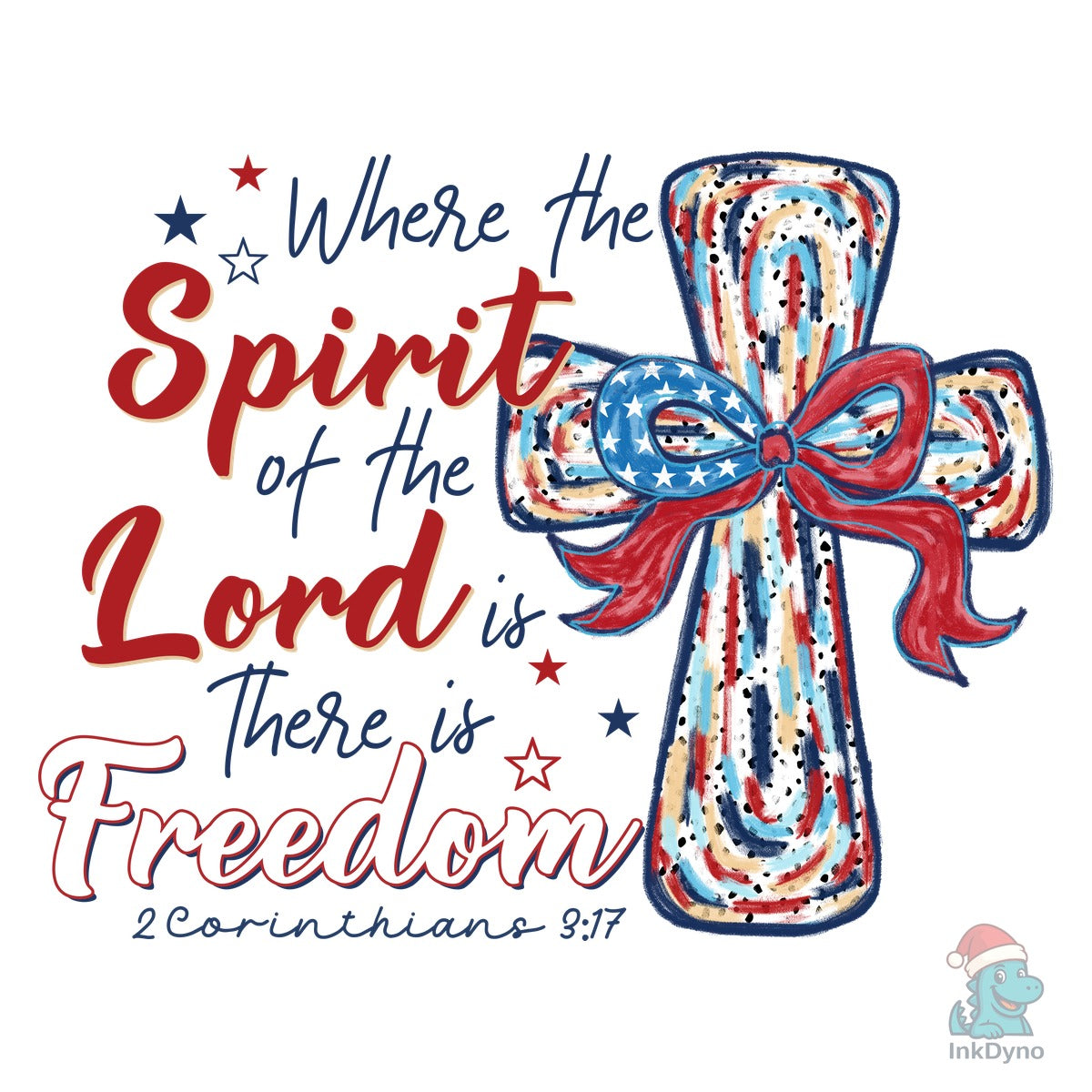Freedom Bible Verse Cross Patriotic Bow