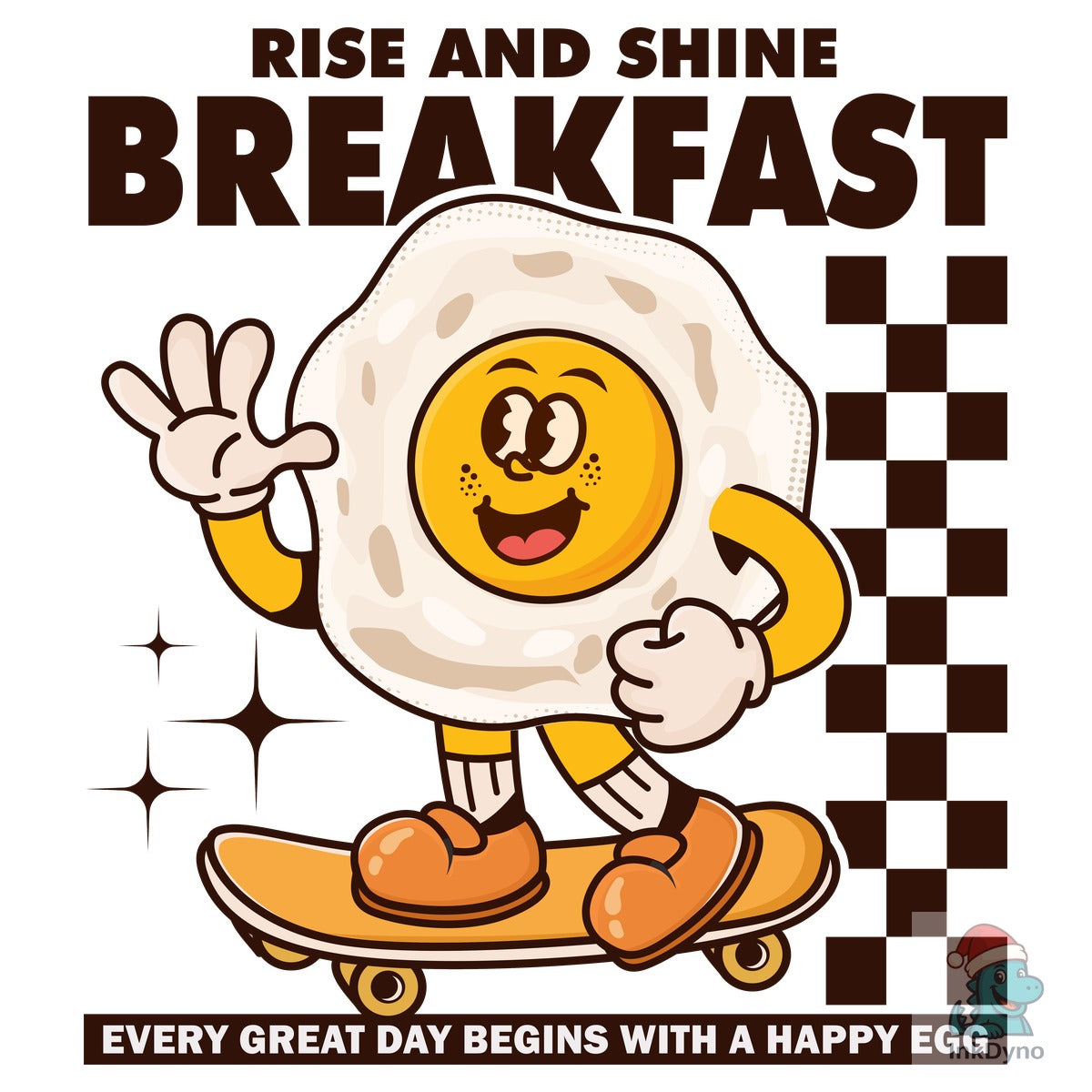 Retro Fried Egg Cartoon Character