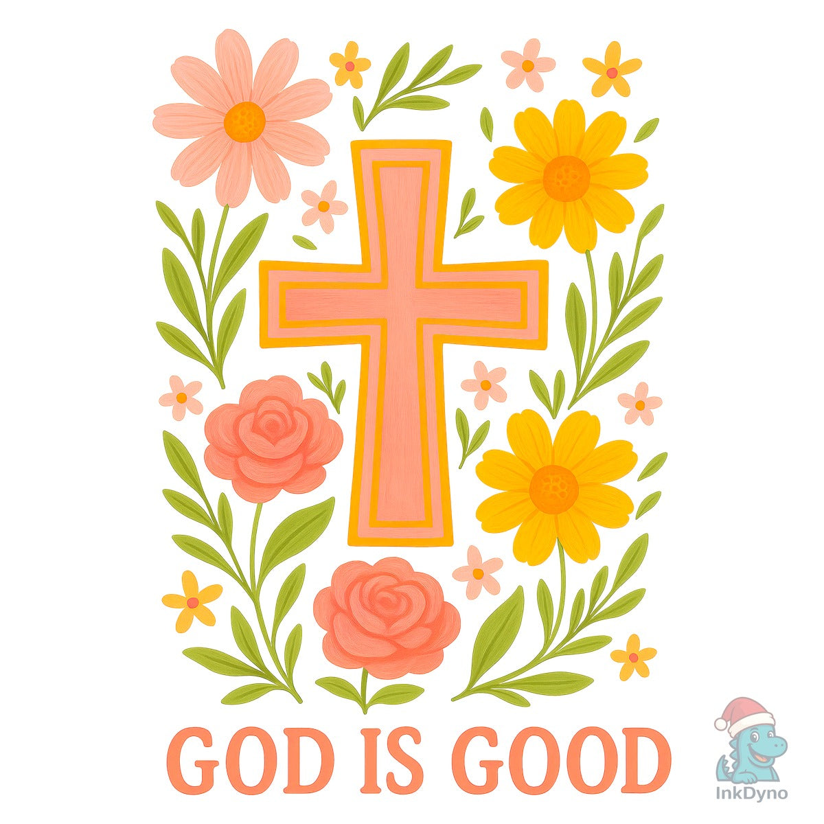 God Is Good Floral Cross