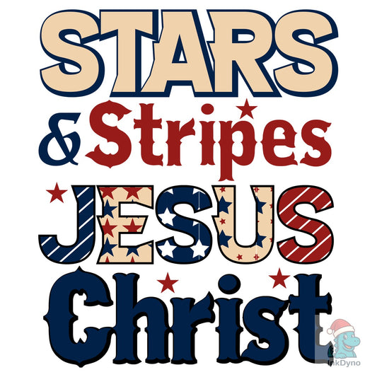 Stars & Stripes and Jesus Christ T-shirt - DTF Transfer