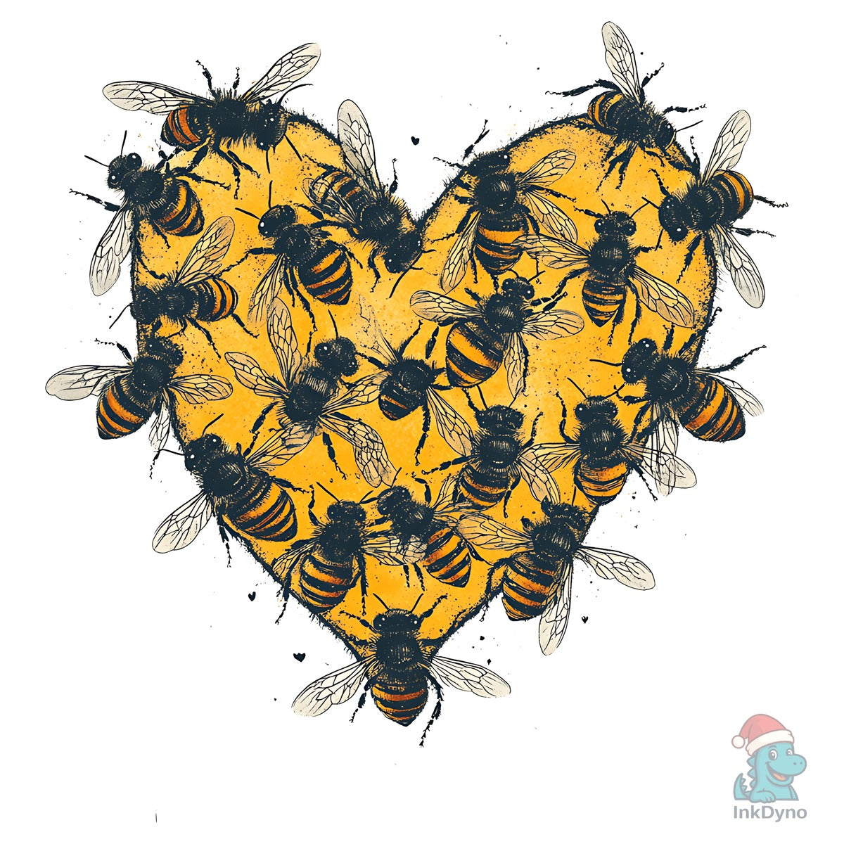 Honey Bee Love Heart Graphic Artwork