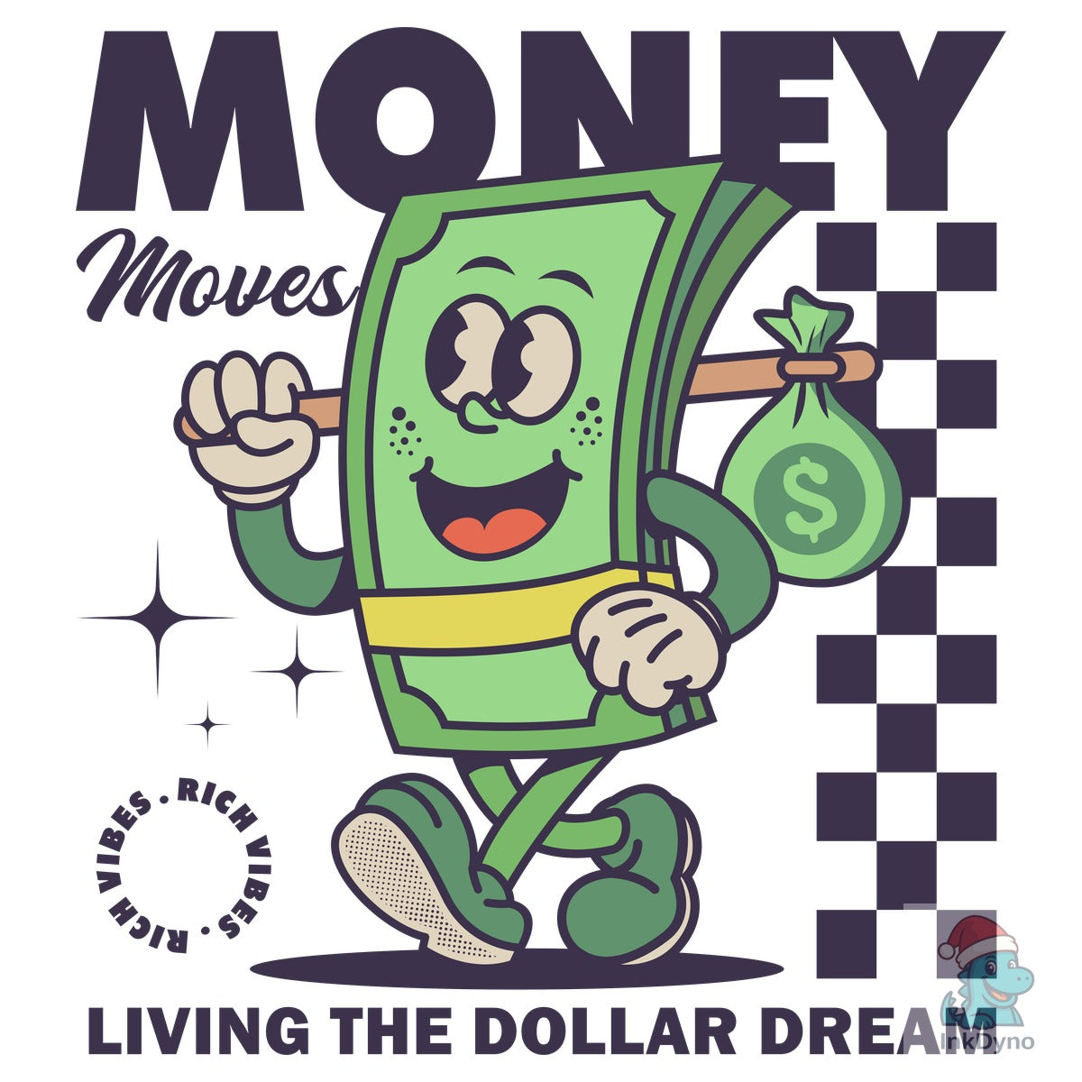 Retro Money Cartoon Character Design