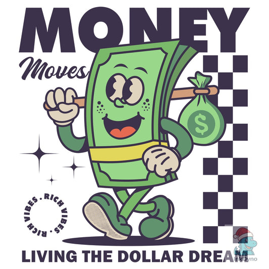 Retro Money Cartoon Character Design - DTF Transfer