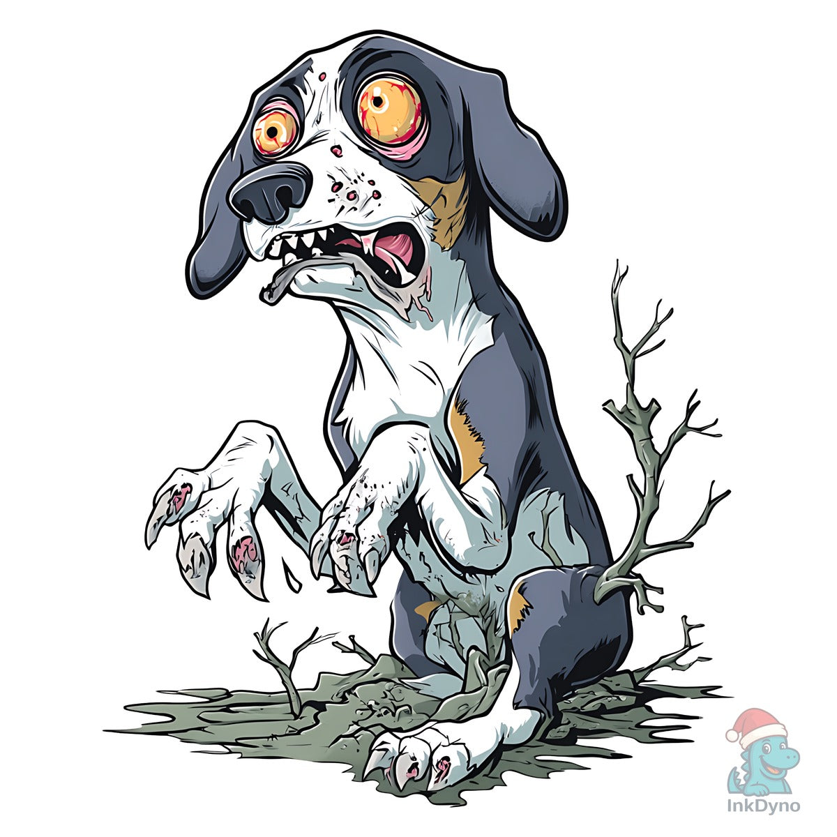 Zombie Dog Spooky Horror Cartoon Graphic