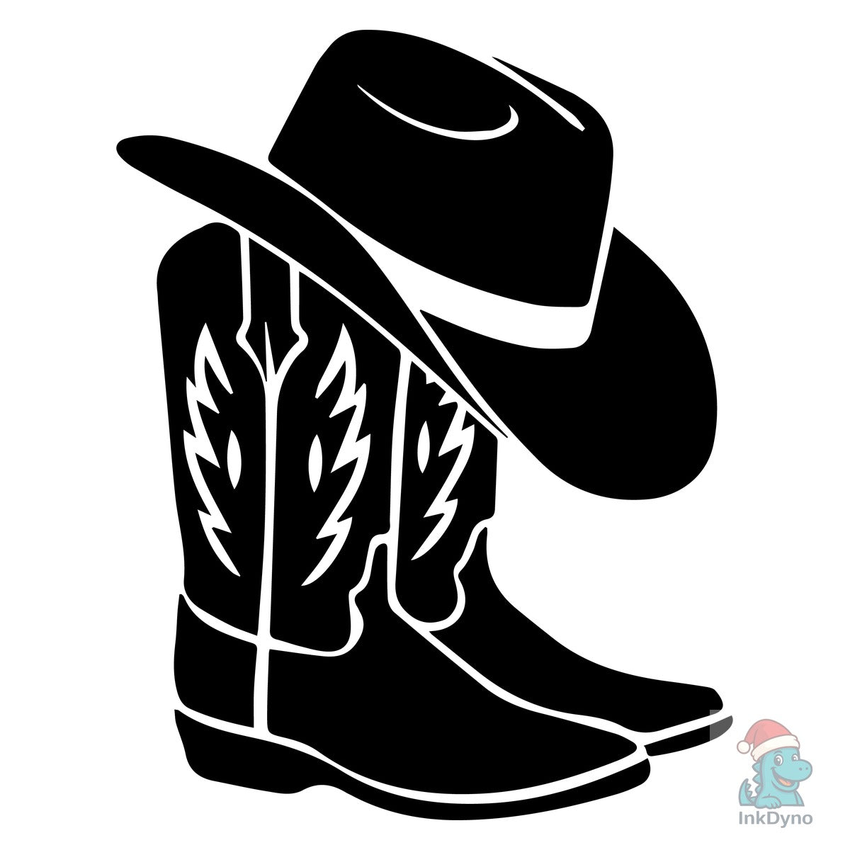 Cowboy Boots and Hat Silhouette