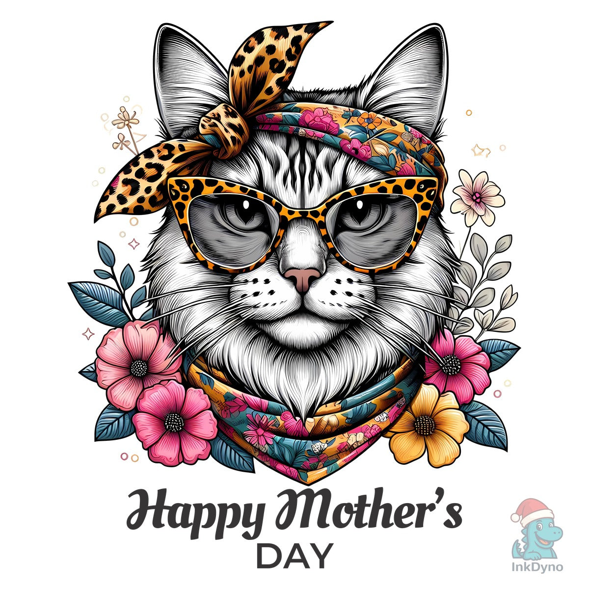 Stylish Cat Illustration Mother's Day