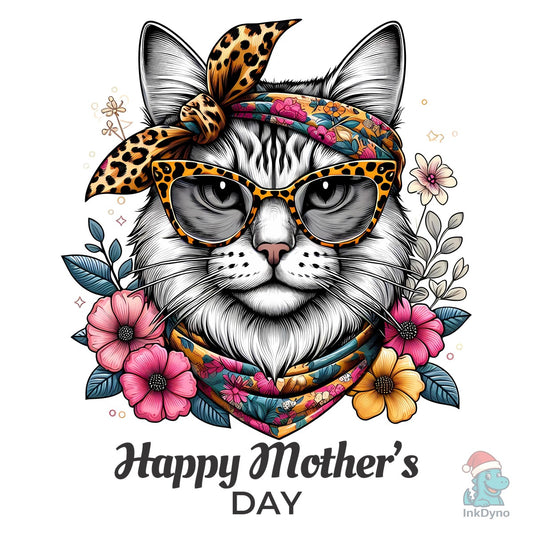 Stylish Cat Illustration Mother's Day - DTF Transfer