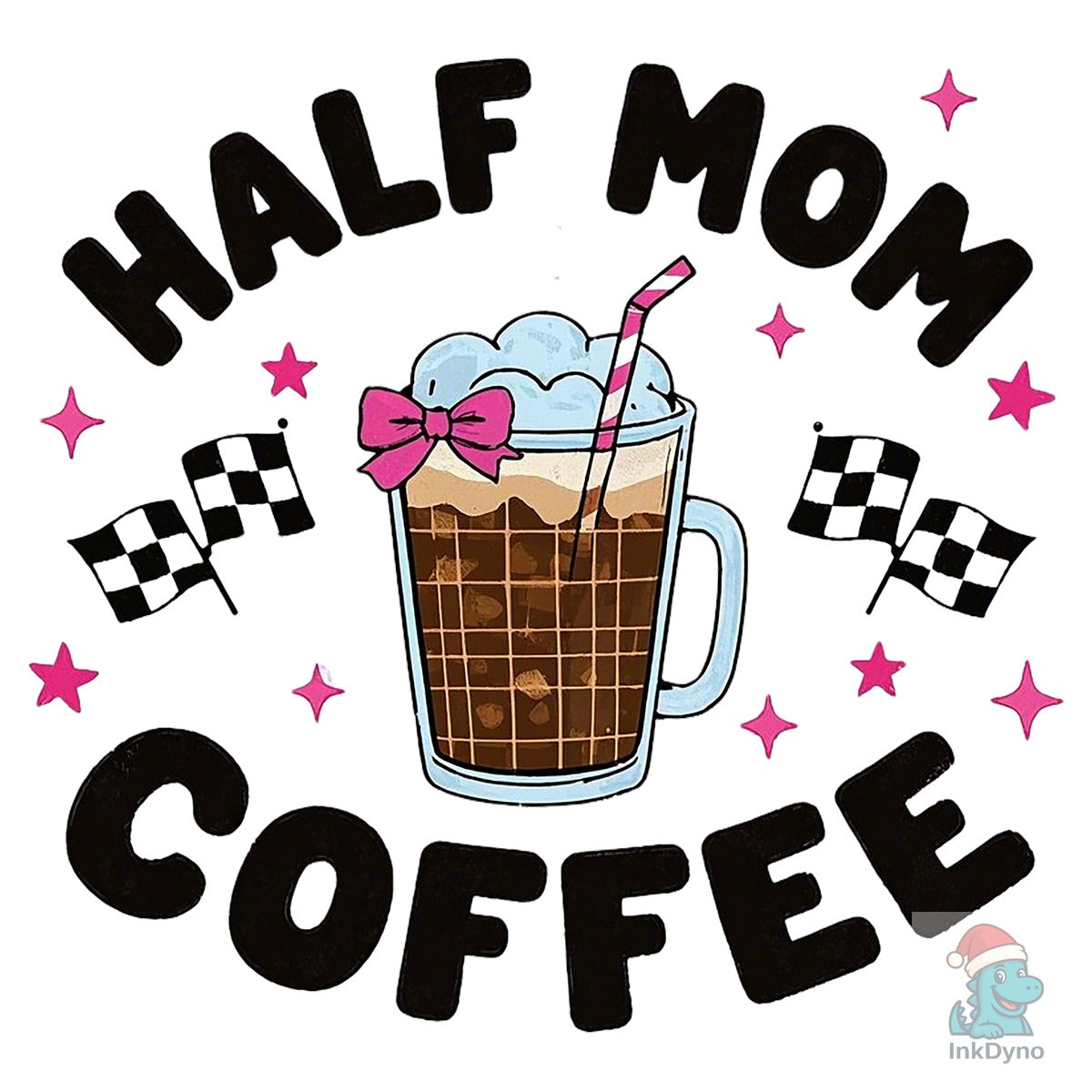 Mom Coffee Racing Flags T-Shirt Design