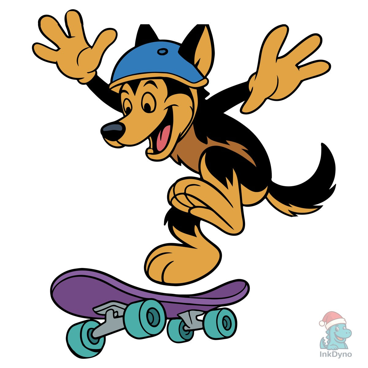 German Shepherd Skating Illustration